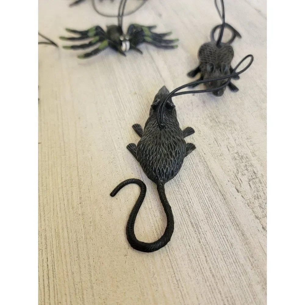 Mini rubber rats‎ quieter set Halloween hanging crop decor
